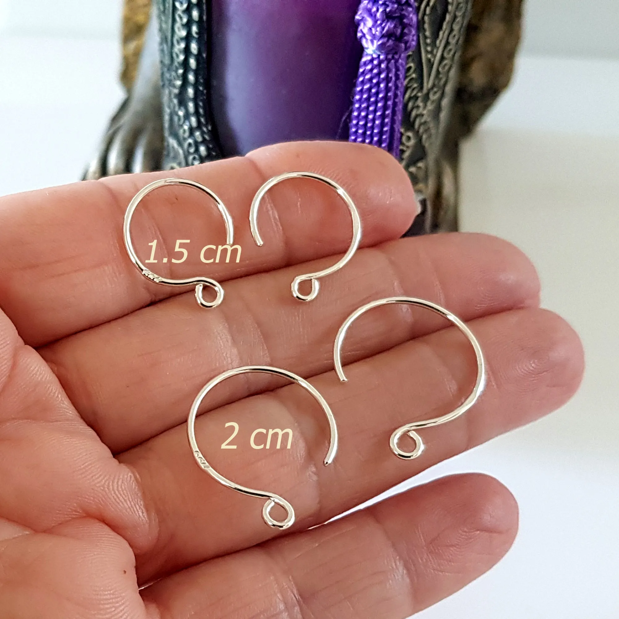 Fine Silver Circle Ear Wires/Hooks 15mm 10 pc Pack Handmade Findings | FS-016EH-5