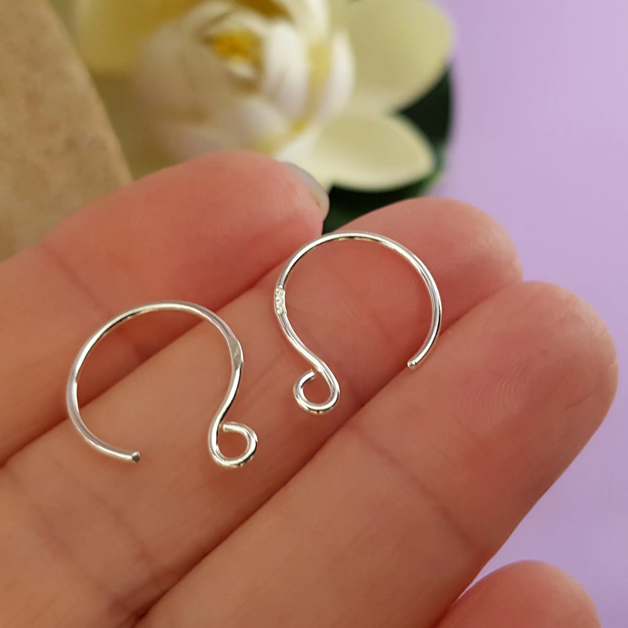 Fine Silver Circle Ear Wires/Hooks 15mm 6 pc Pack  | FS-016EH-3