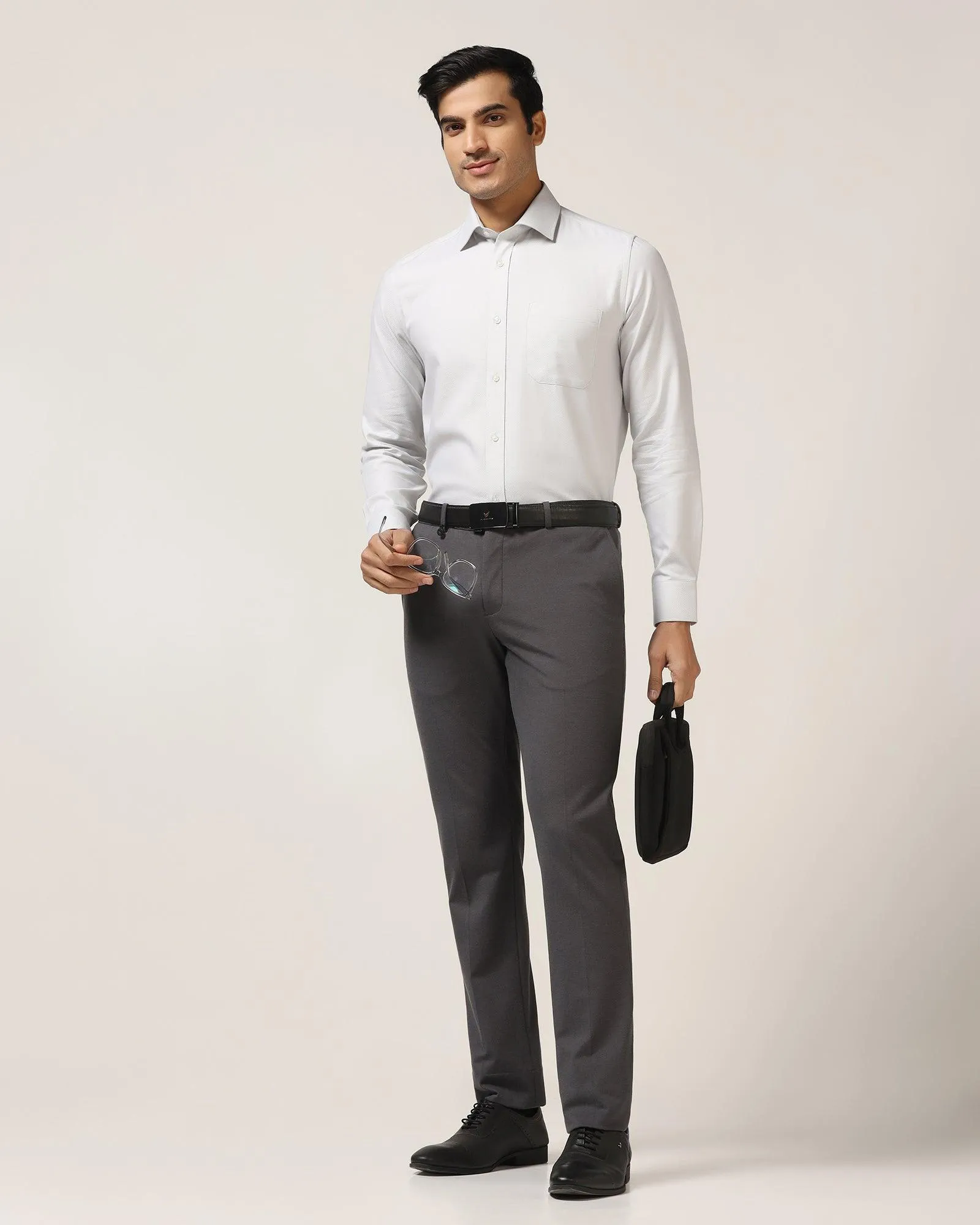 Formal Grey Textured Shirt - Baker