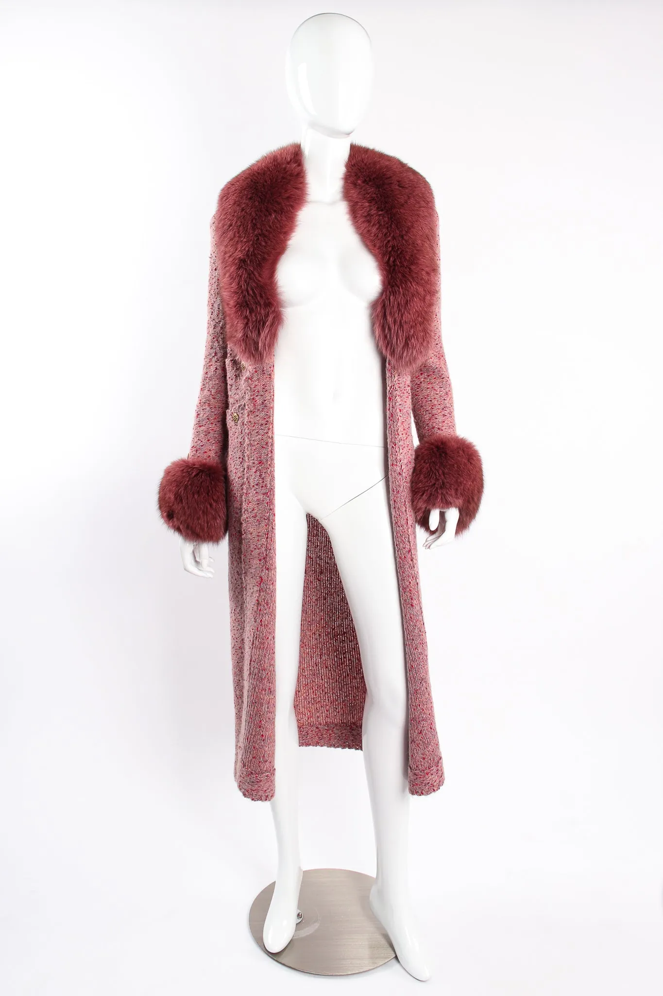 Fox Fur Sweater Coat & Skirt Set