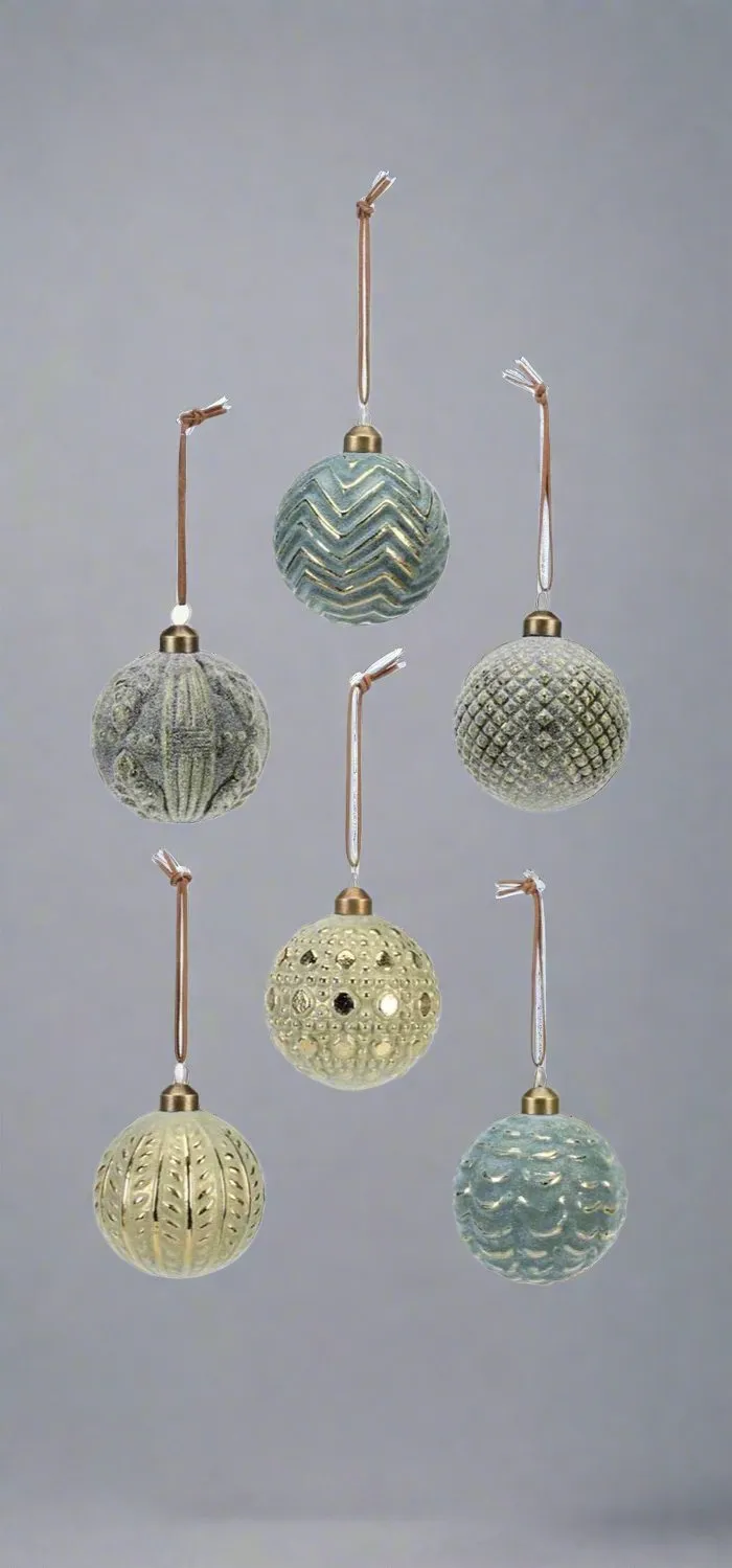 Glass Forest Ball Ornaments - Set of 6