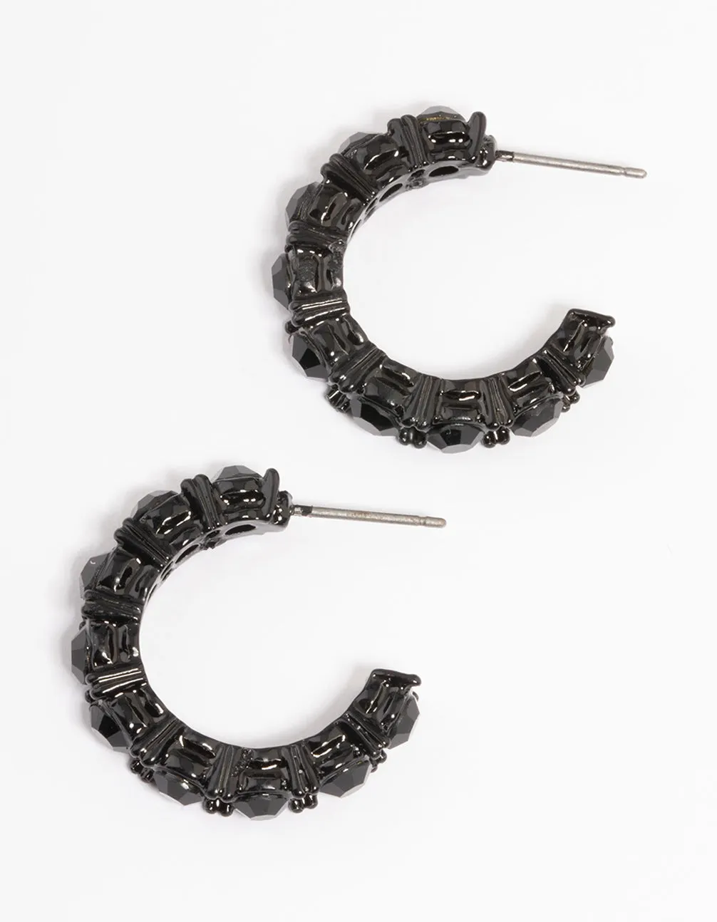 Gold Bulk Diamante Hoop Earrings