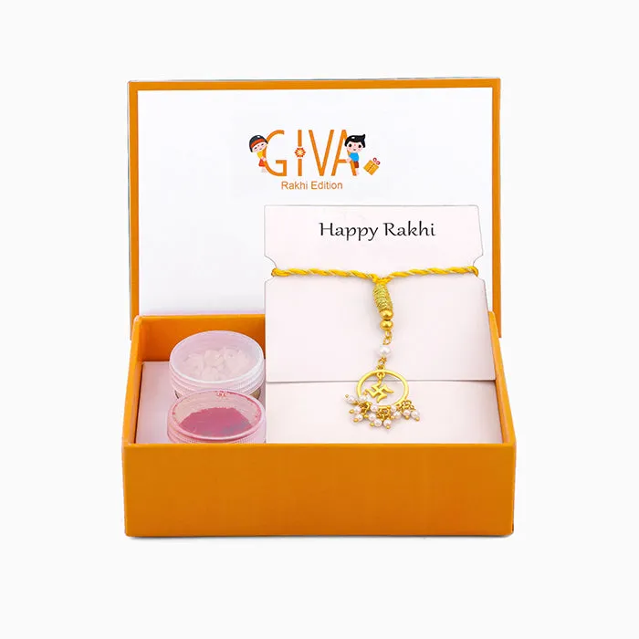 Golden Circular Swastik Lumba Rakhi