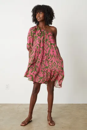 GRETCHEN PRINTED ONE SHOULDER DRESS