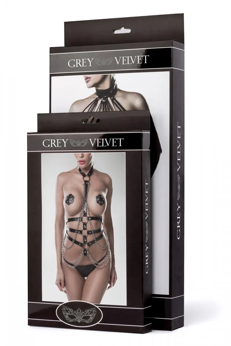 Grey Velvet Erotic Chain Set