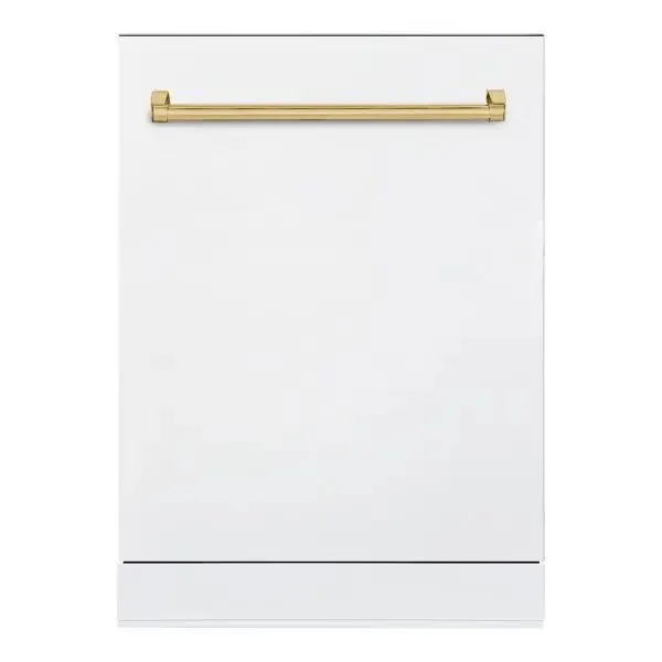 Hallman Industries 24 Inch 42 Decibel Dishwasher with Adjustable Rack, Tall Tub in Stainless Steel, and Bold Brass Handle