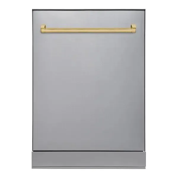 Hallman Industries 24 Inch 42 Decibel Dishwasher with Adjustable Rack, Tall Tub in Stainless Steel, and Bold Brass Handle