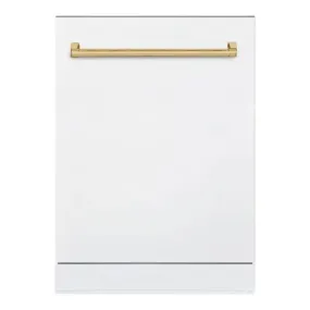 Hallman Industries 24 Inch 42 Decibel Dishwasher with Adjustable Rack, Tall Tub in Stainless Steel, and Bold Brass Handle