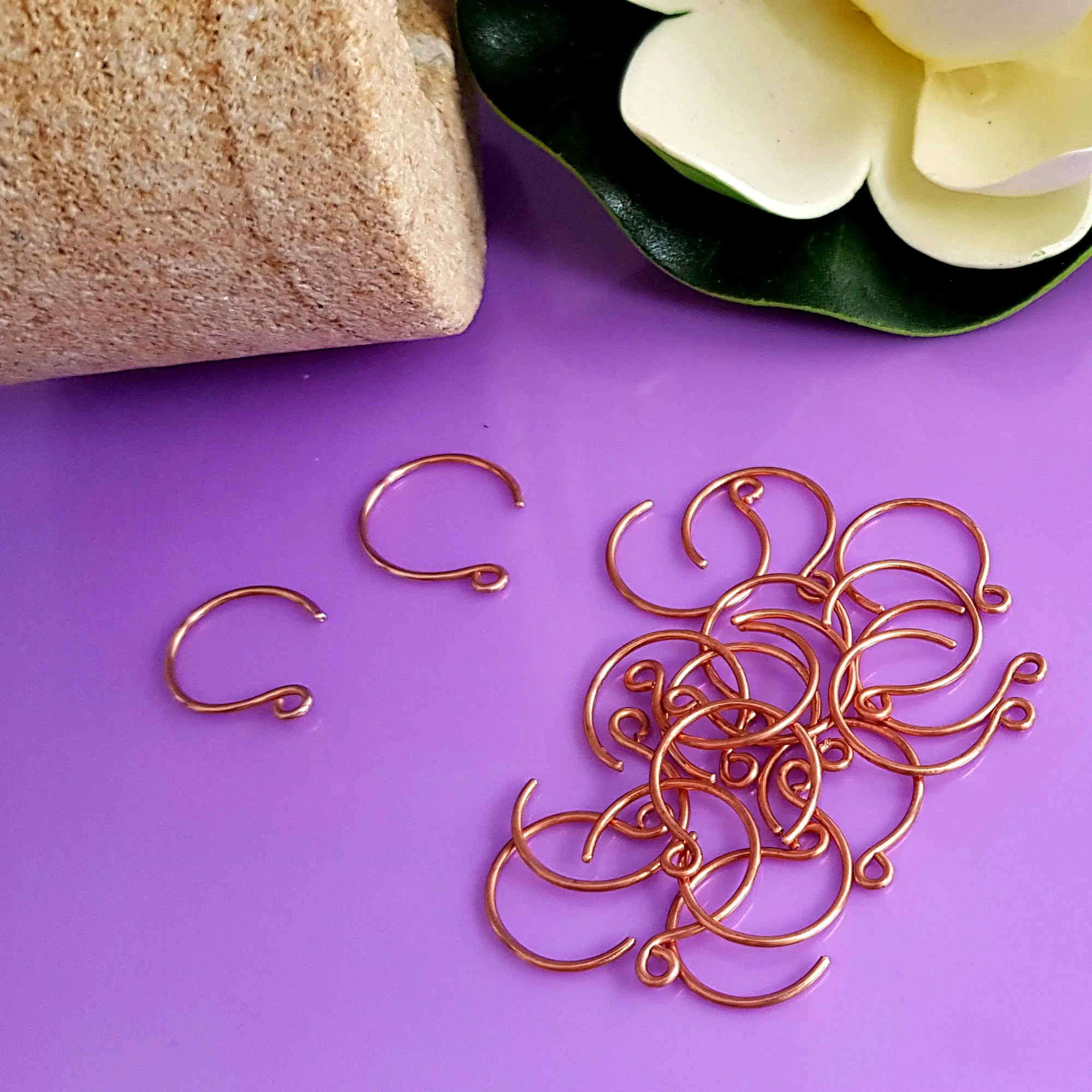 Handmade Copper Circle Ear Wires/Hooks - Jewellery Making Supply (F-C007/EH3) BULK (6 pcs)