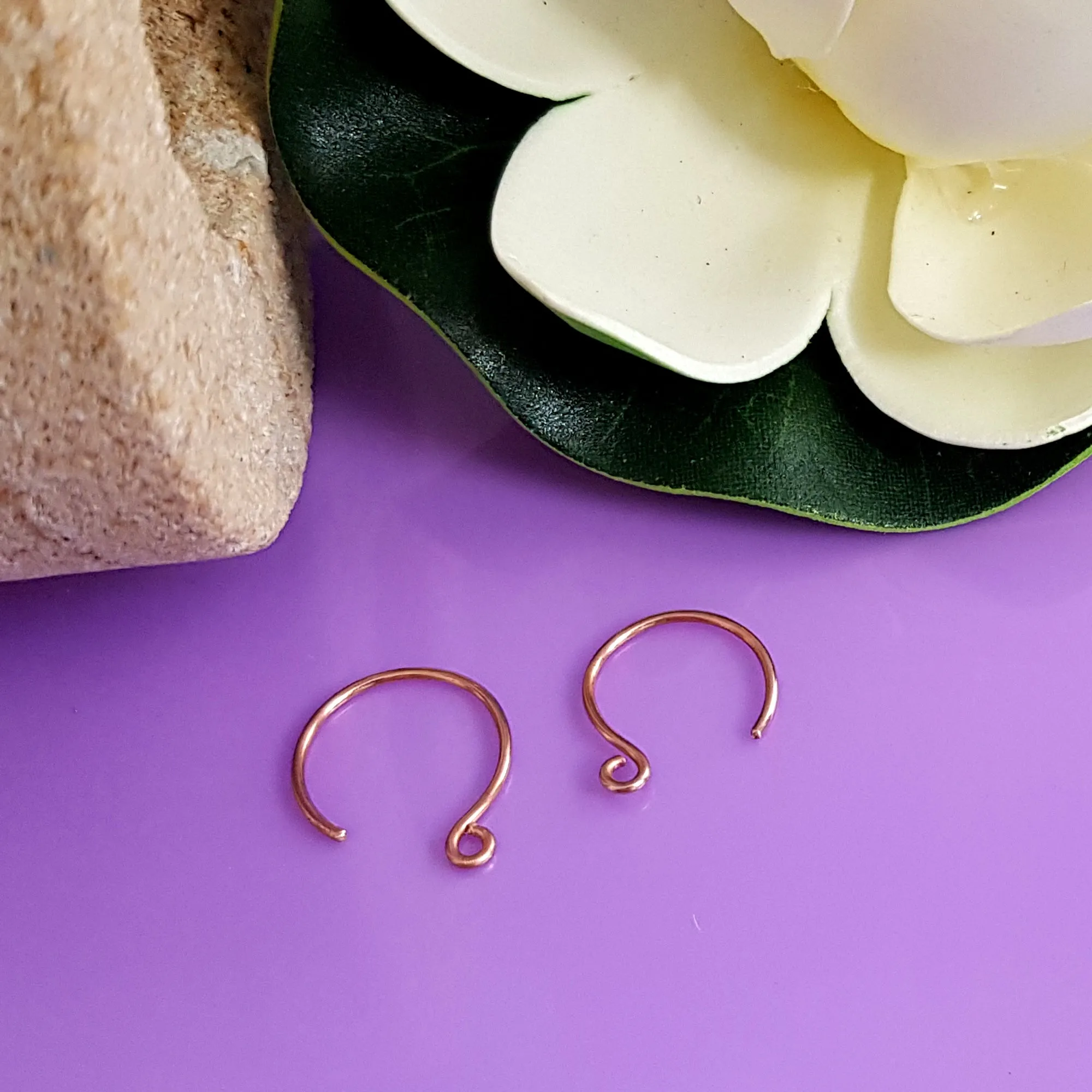 Handmade Copper Circle Ear Wires/Hooks - Jewellery Making Supply (F-C007/EH3) BULK (6 pcs)