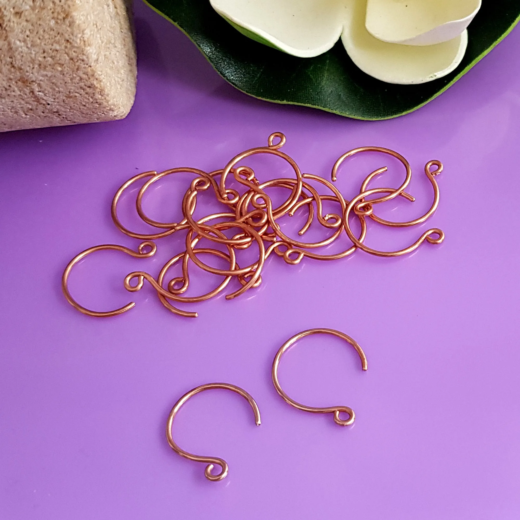 Handmade Copper Circle Ear Wires/Hooks - Jewellery Making Supply (F-C007/EH3) BULK (6 pcs)