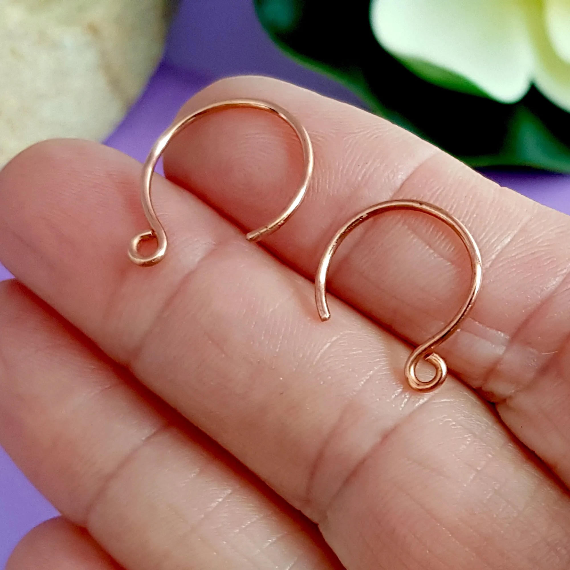 Handmade Copper Circle Ear Wires/Hooks - Jewellery Making Supply (F-C007/EH3) BULK (6 pcs)