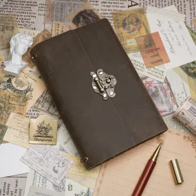 Handmade Leather Retro Crazy Horse Notebook with Lock - A5