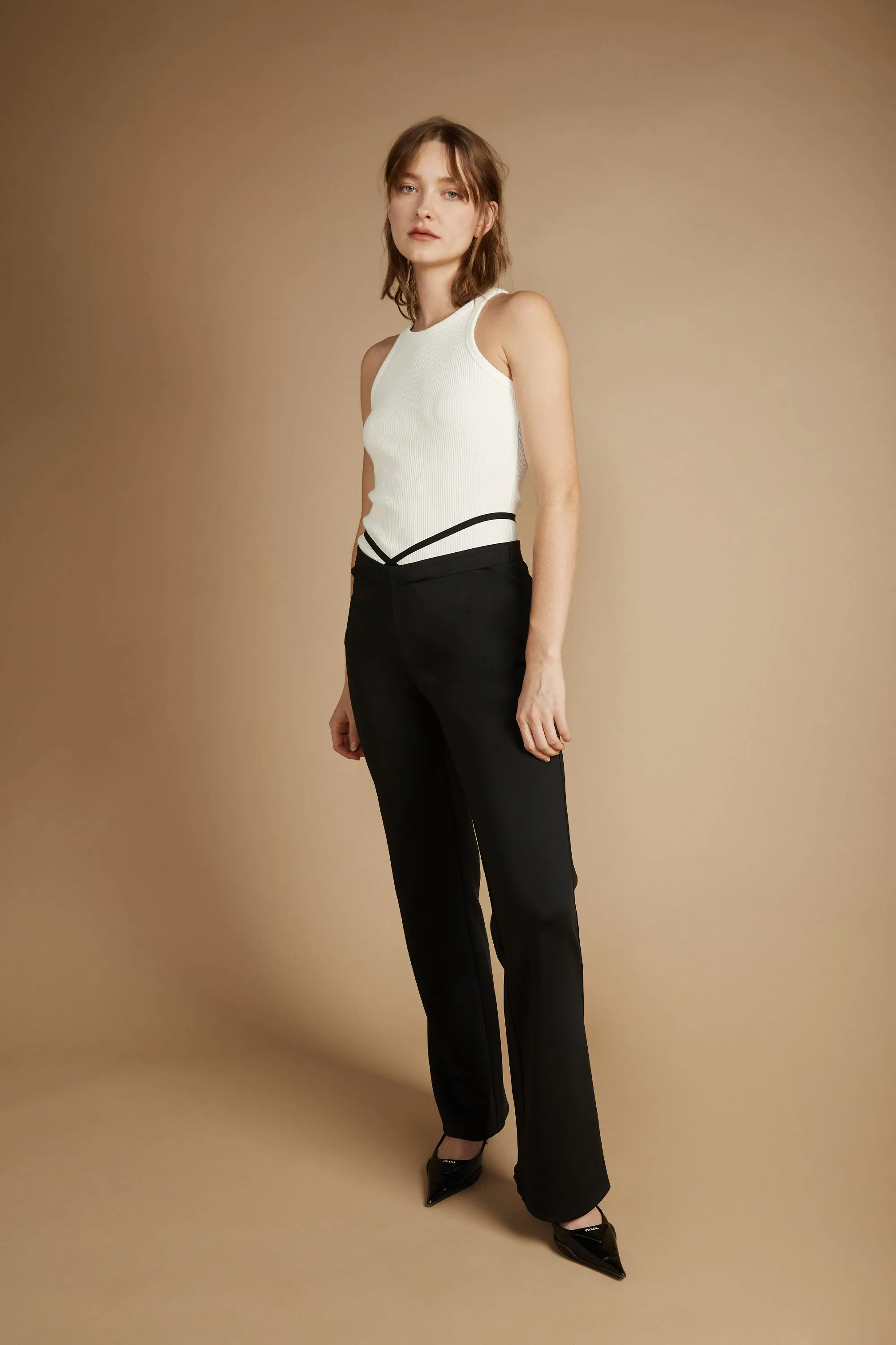 LOW RISE PANT WITH WAIST TIE