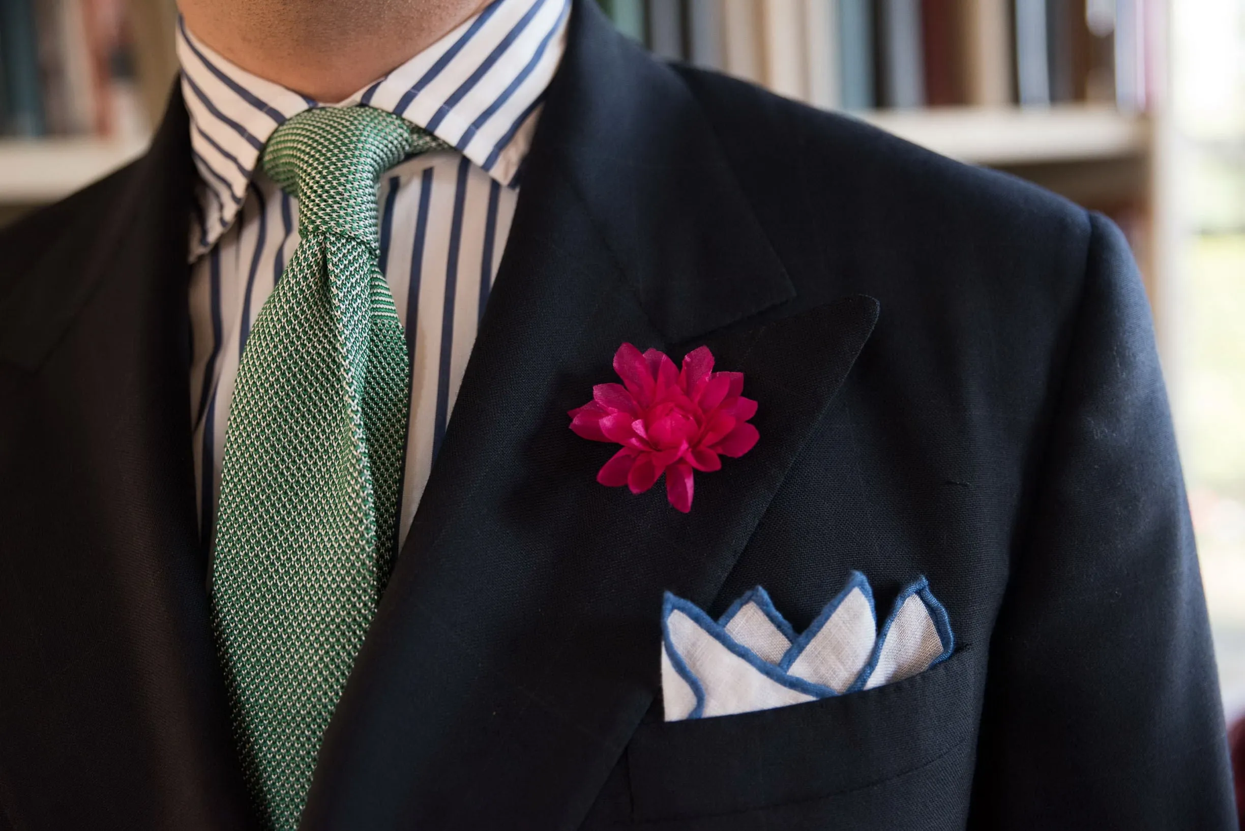 Magenta Dahlia Silk Boutonnière Flower