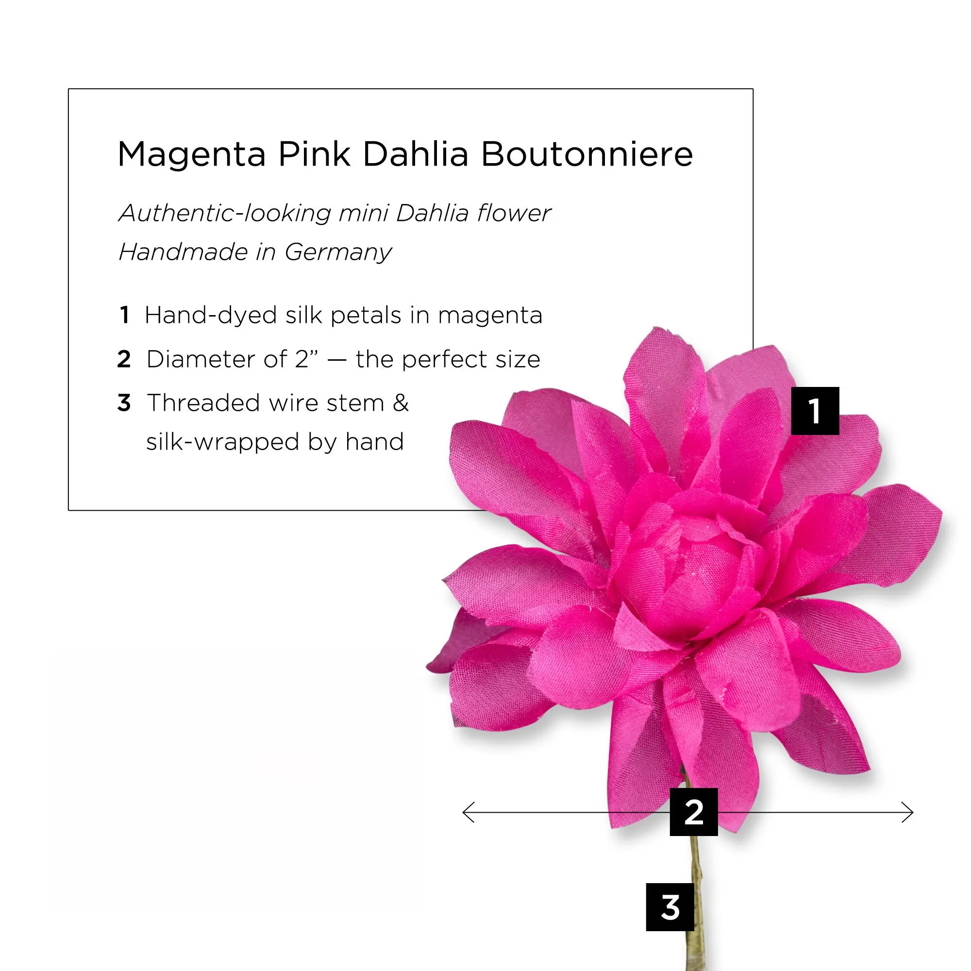 Magenta Dahlia Silk Boutonnière Flower