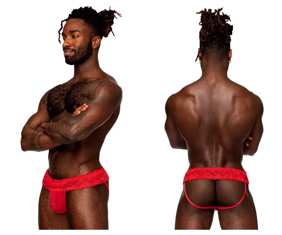 Male Power 360-280 Sassy Lace Skirt Jock Red