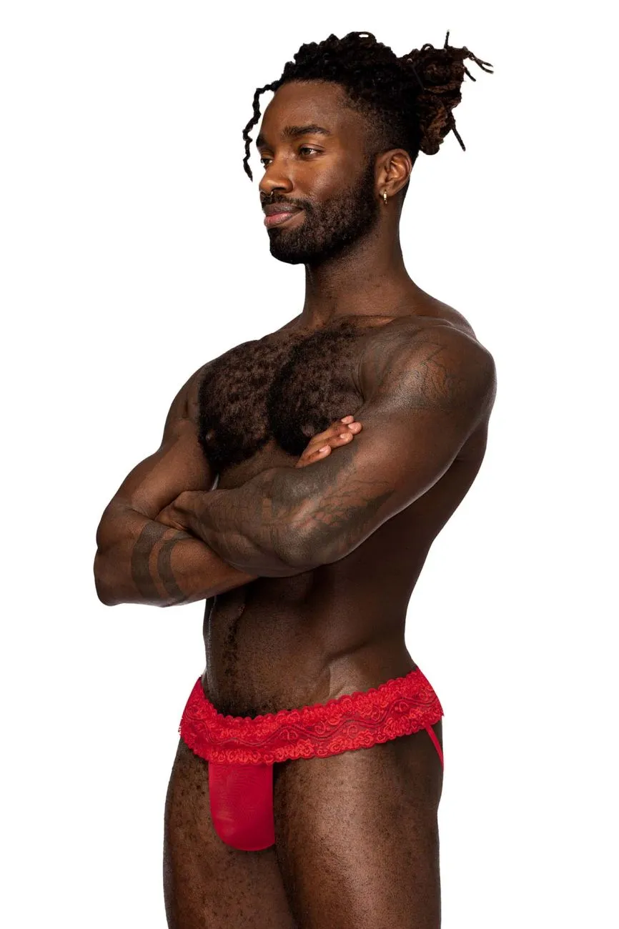 Male Power 360-280 Sassy Lace Skirt Jock Red