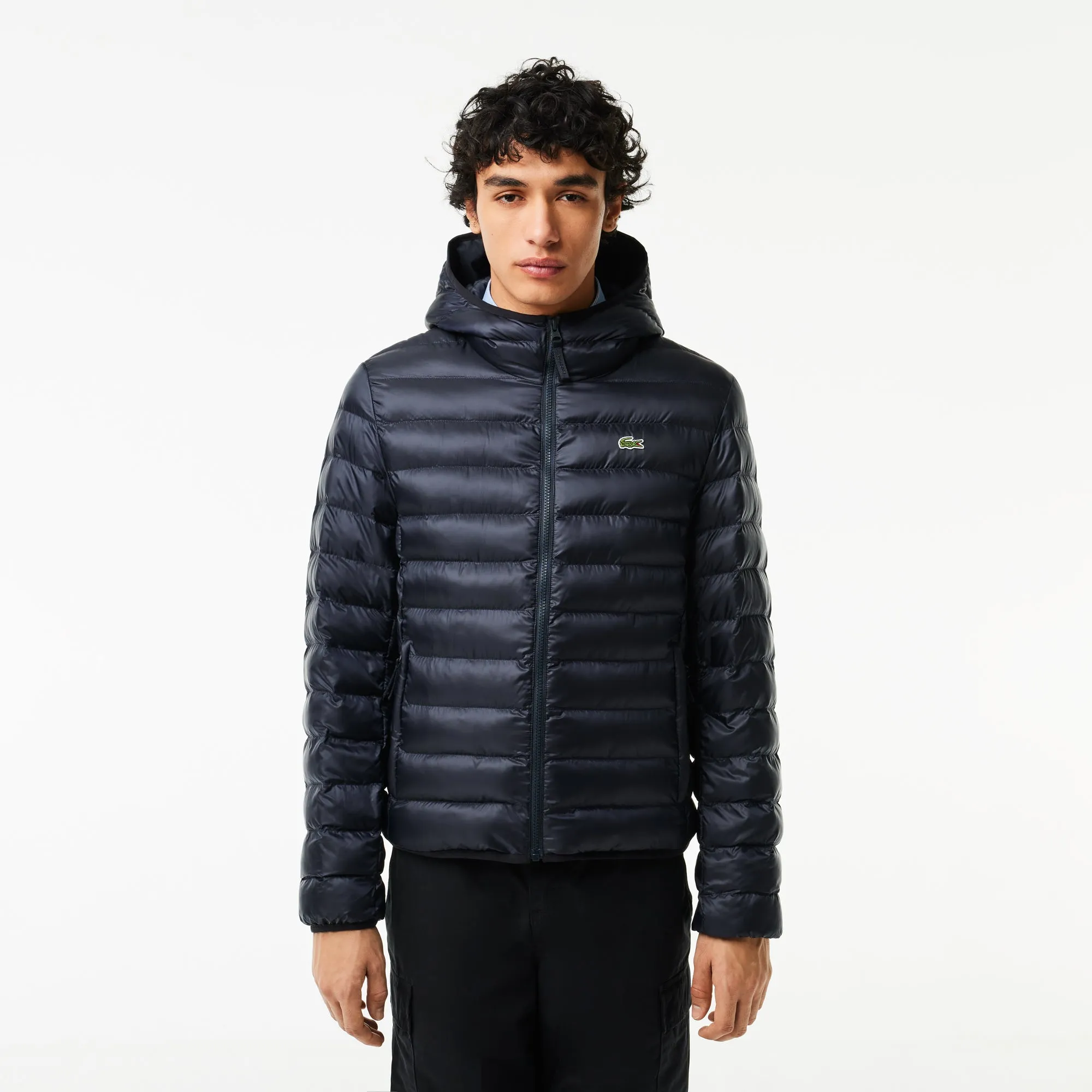 Men's Lacoste Quilted Hooded Short Jacket