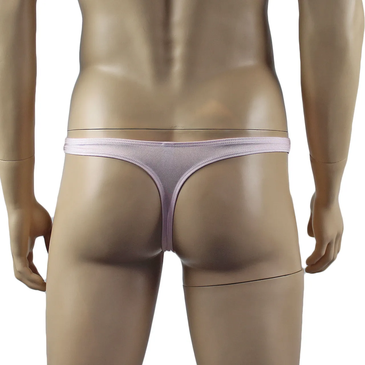 Mens Luxury Stretch G string Thong with Beautiful Lace Front Pink