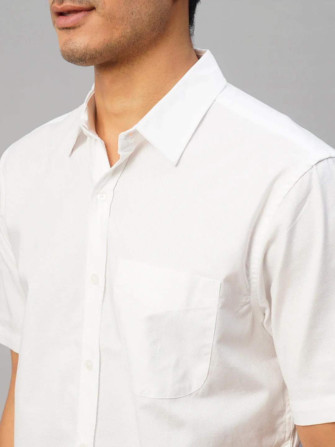 Men's White Cotton Regular Fit Shirt