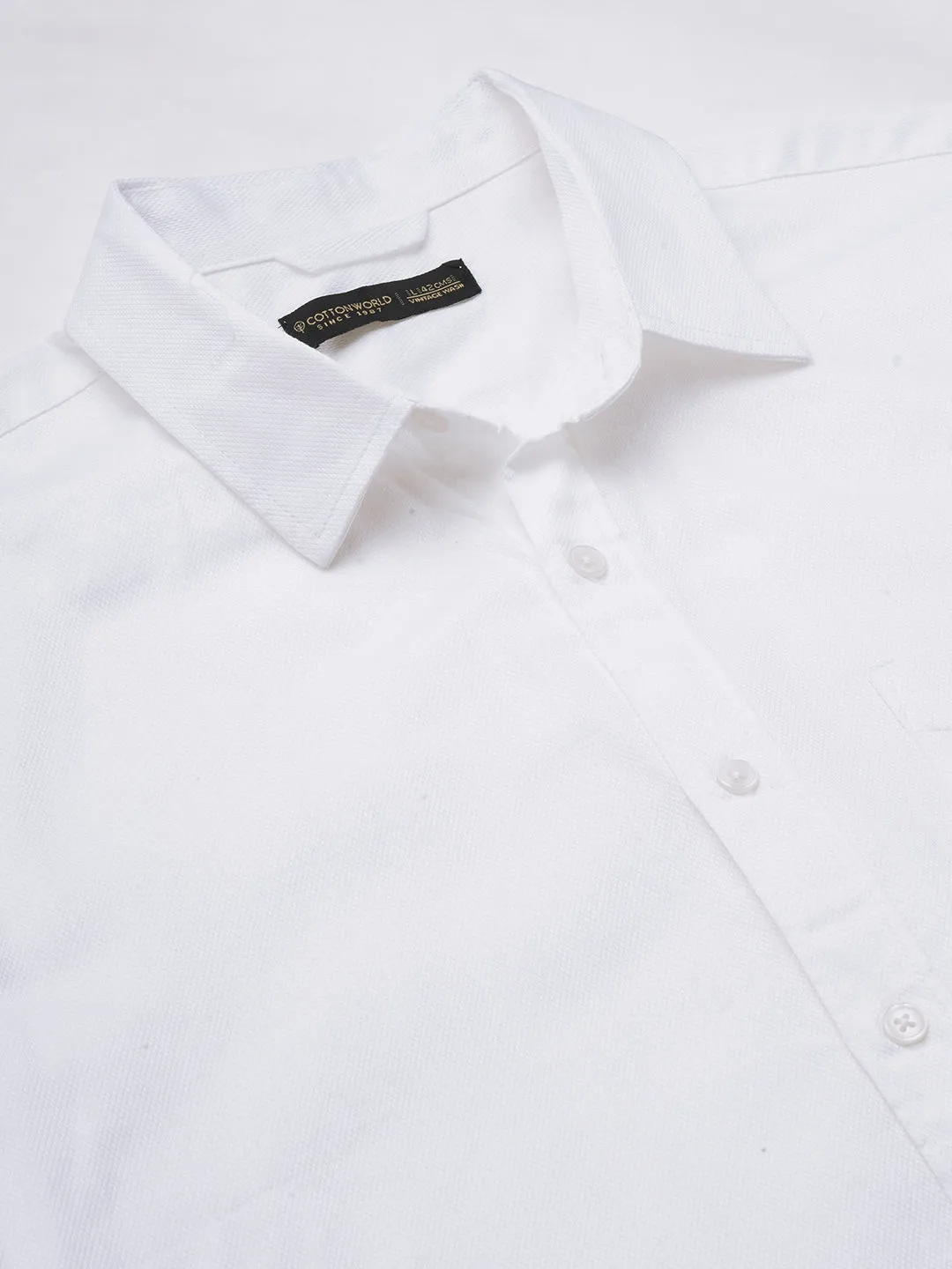 Men's White Cotton Regular Fit Shirt