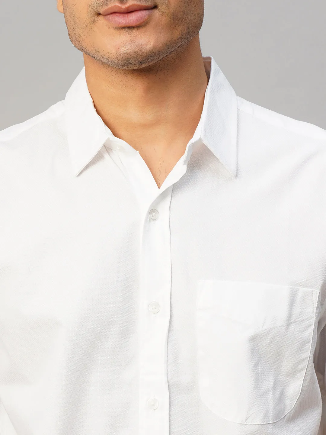 Men's White Cotton Regular Fit Shirt