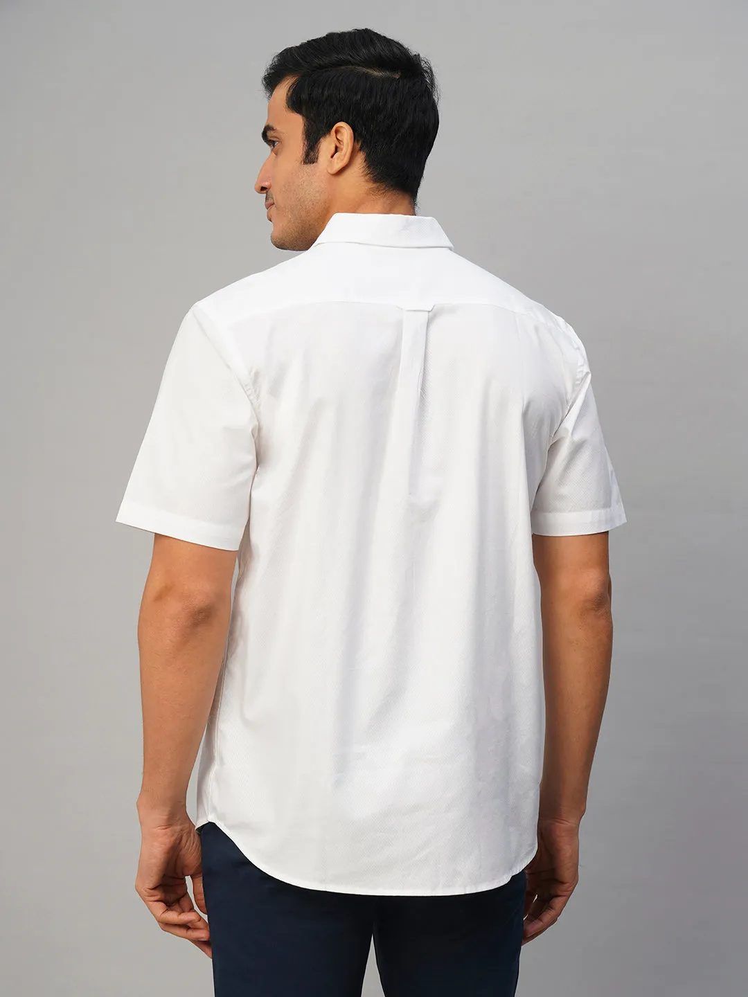 Men's White Cotton Regular Fit Shirt