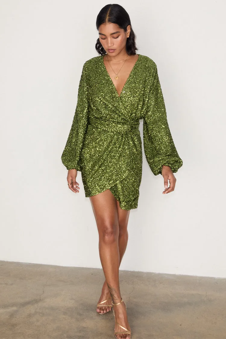 Olive Sequin Mini Vienna Dress