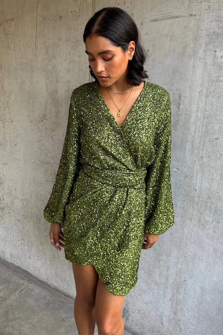 Olive Sequin Mini Vienna Dress