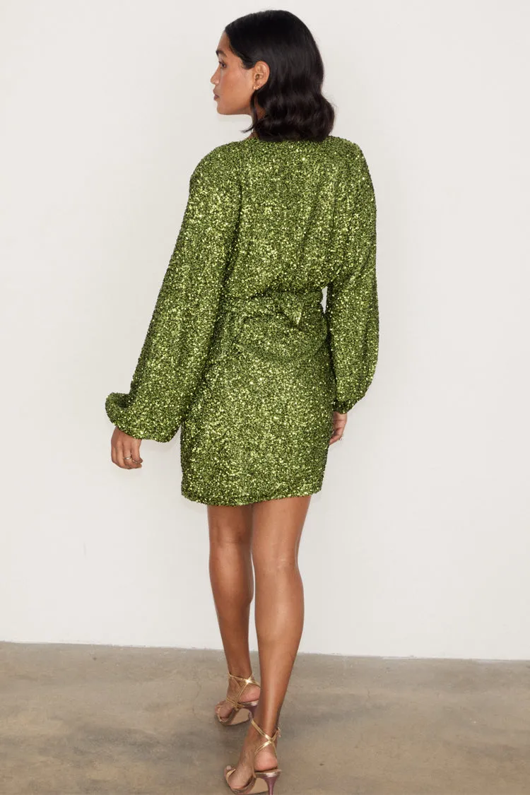 Olive Sequin Mini Vienna Dress