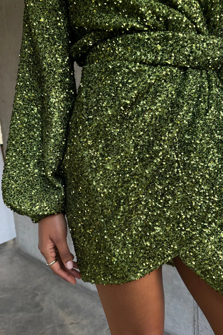 Olive Sequin Mini Vienna Dress