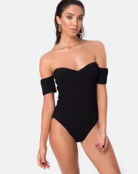 Ona Swimsuit in Crinkle Rib Black