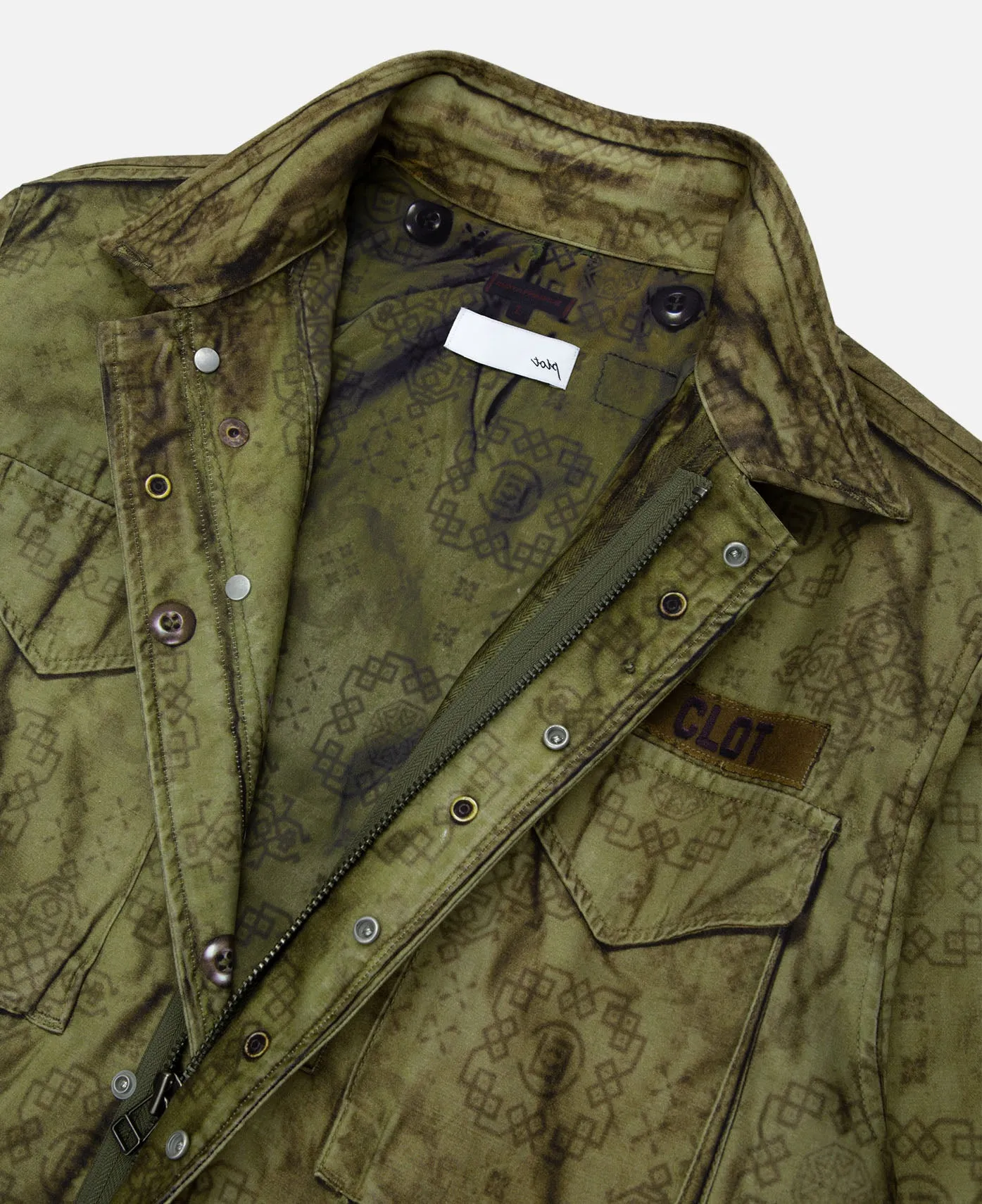 Printed Silk M-65 Jacket (Olive)