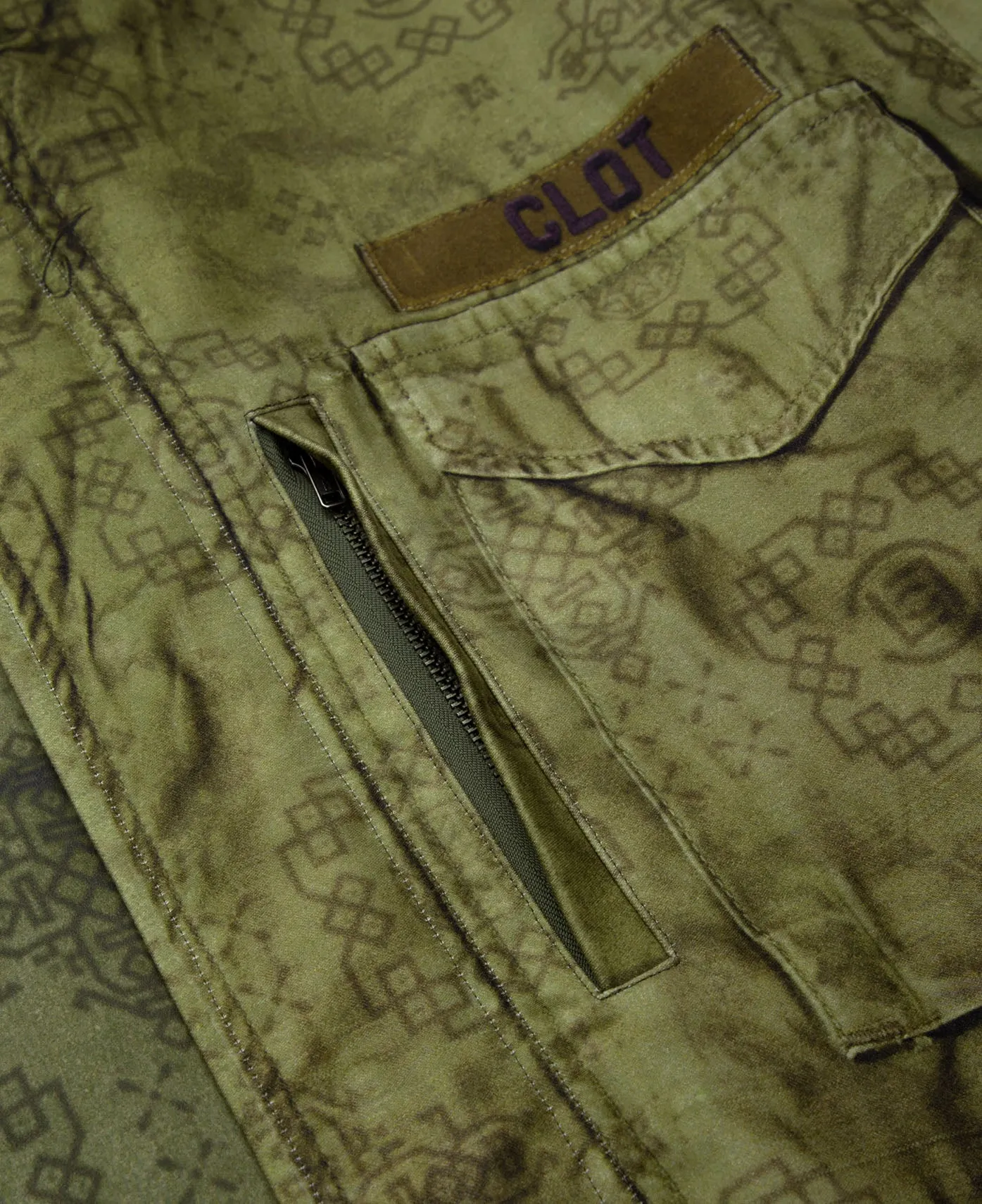 Printed Silk M-65 Jacket (Olive)