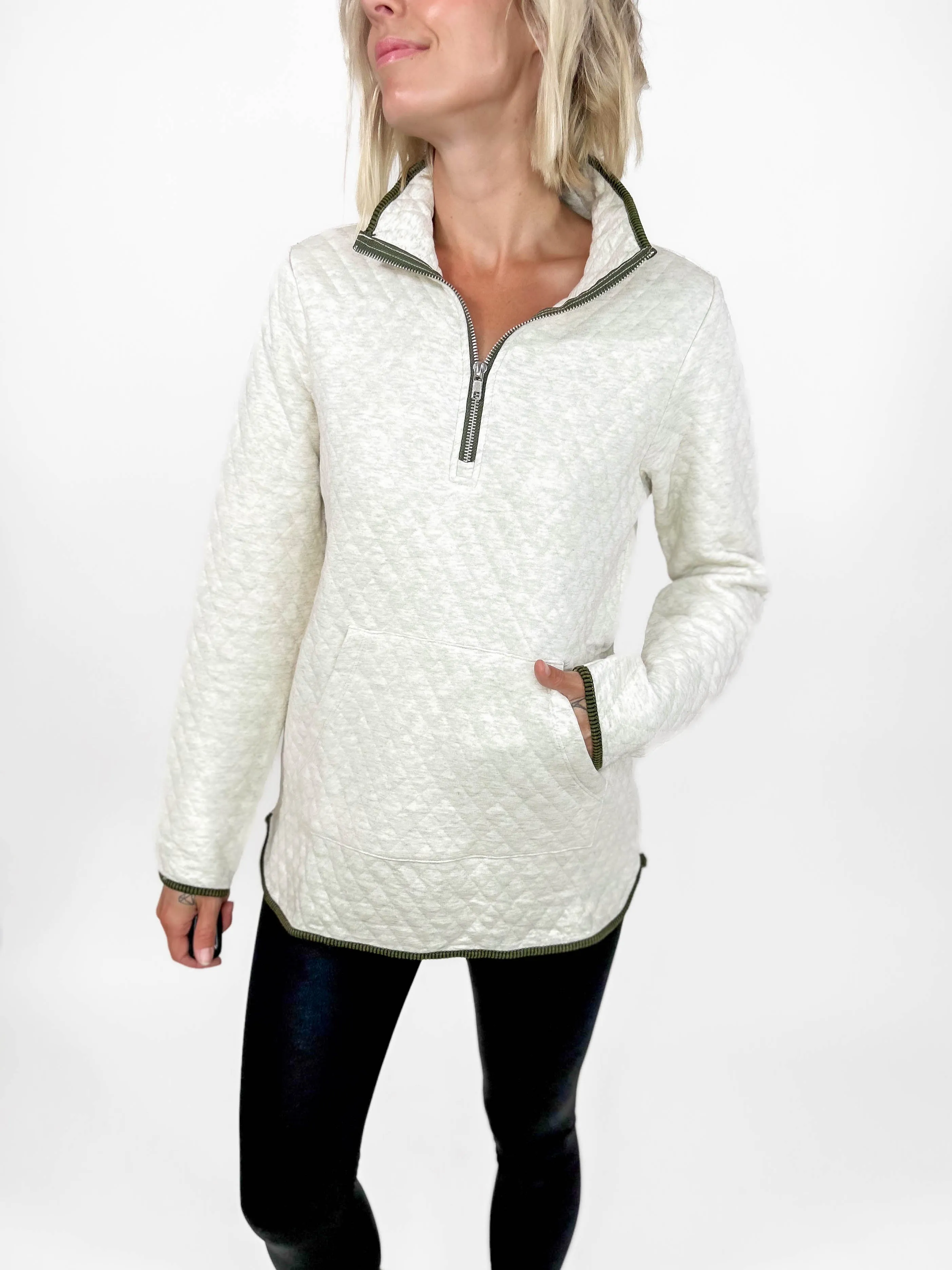 Roxy Quilted Pullover- CREAM