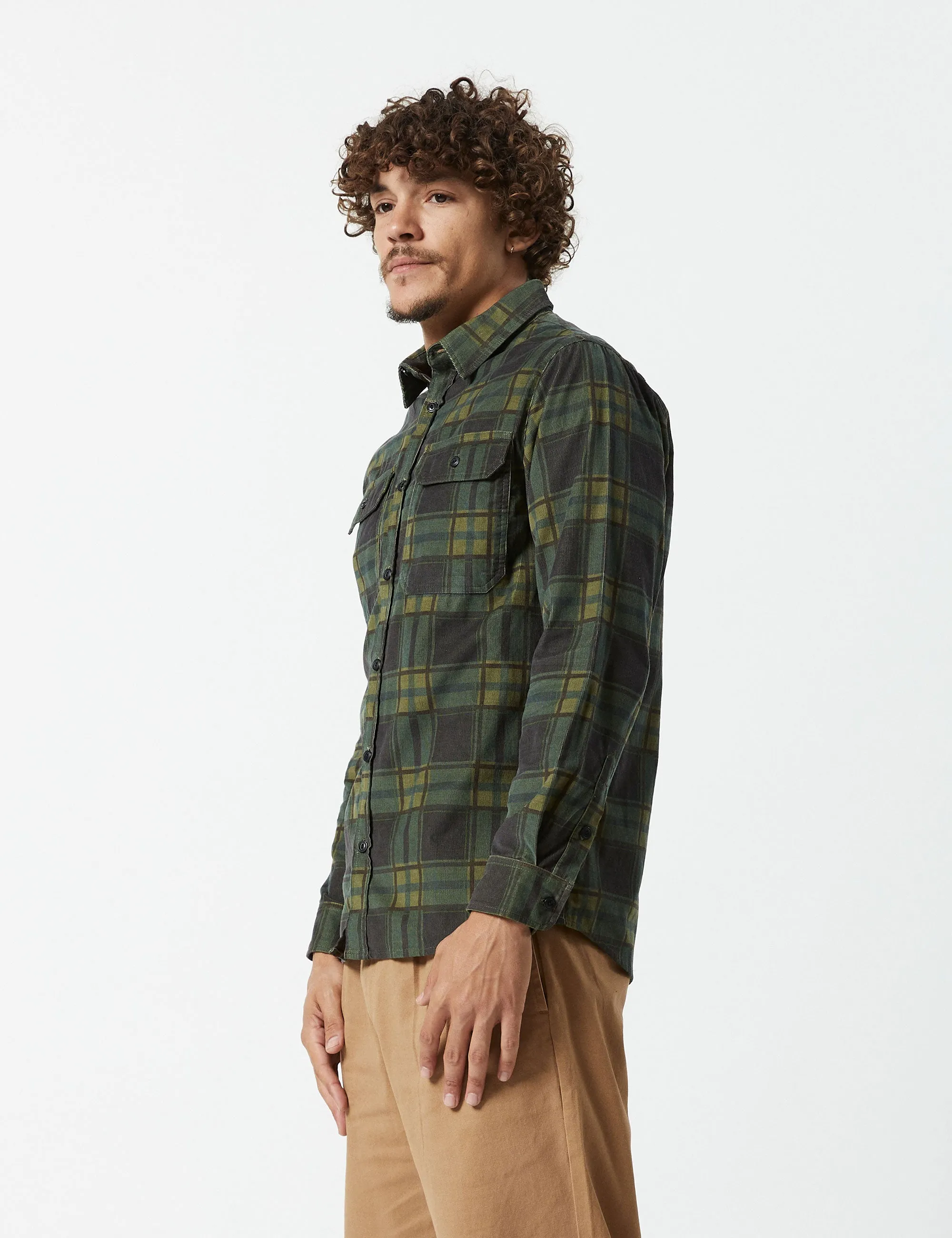 Sawyer Cord Longsleeve Shirt - Army Check