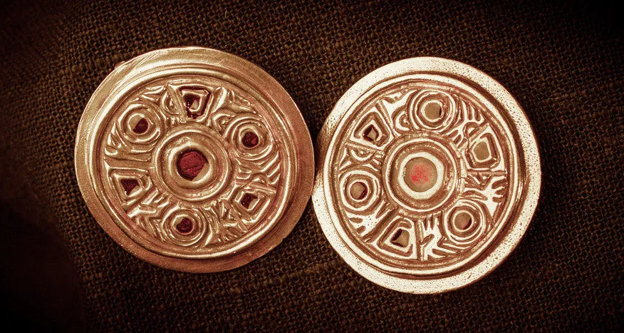 Saxon Brooch with Red Enamel (WHITE BRONZE) - SB3W