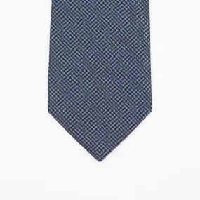 Self-tipped silk tie, black and blue houndstooth jacquard