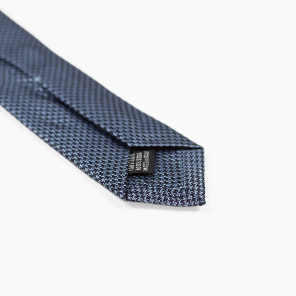 Self-tipped silk tie, black and blue houndstooth jacquard