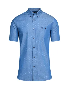 Short Sleeve Cotton Shirt - Denim Blue