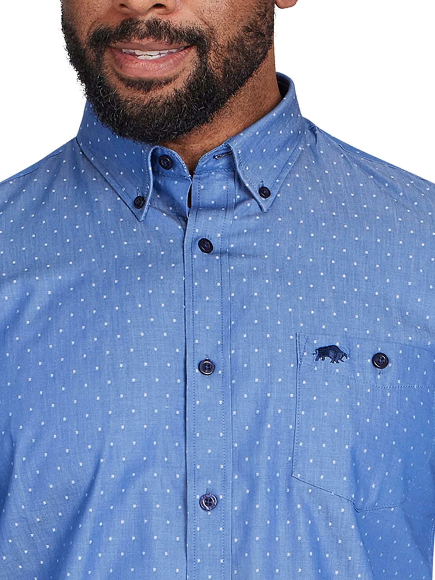 Short Sleeve Cotton Shirt - Denim Blue