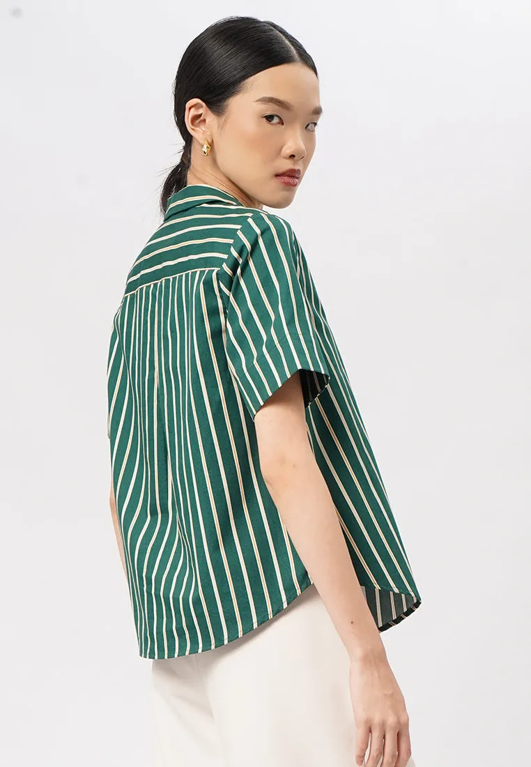 Short Sleeve Stripes Blouse