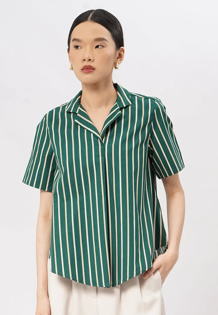 Short Sleeve Stripes Blouse