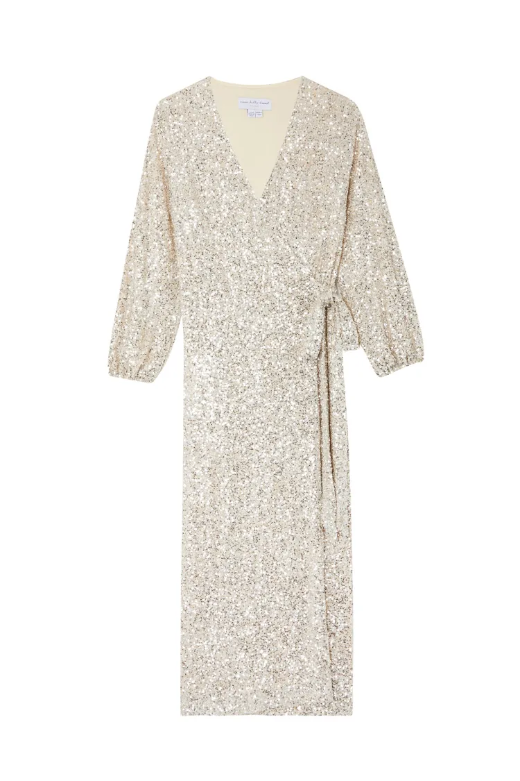 Silver Sequin Kira Wrap Dress