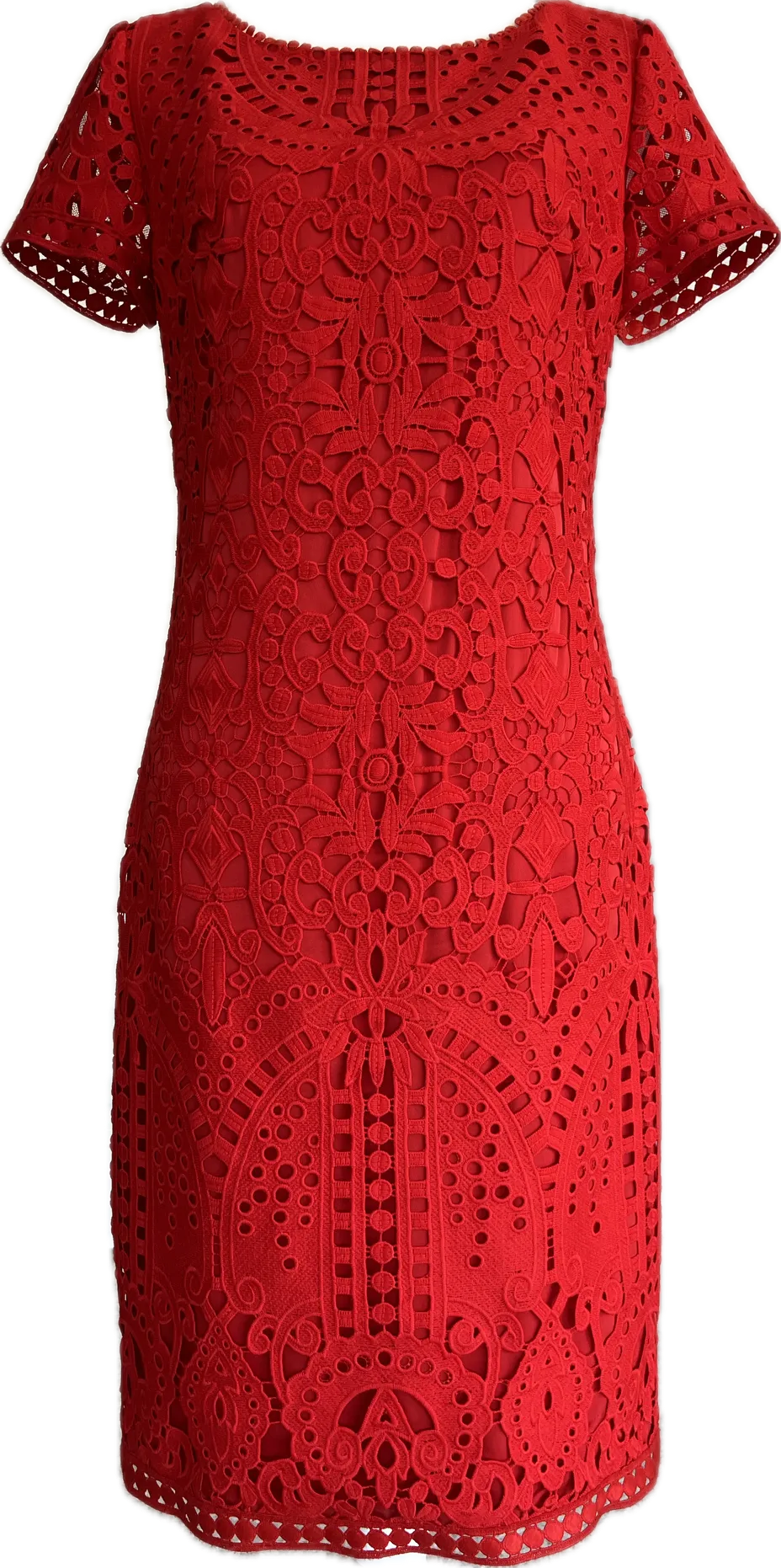 St. John Red Eyelet Dress, 4