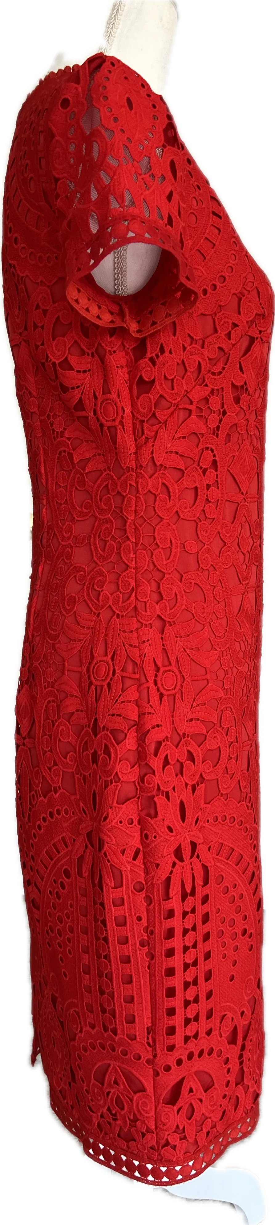 St. John Red Eyelet Dress, 4