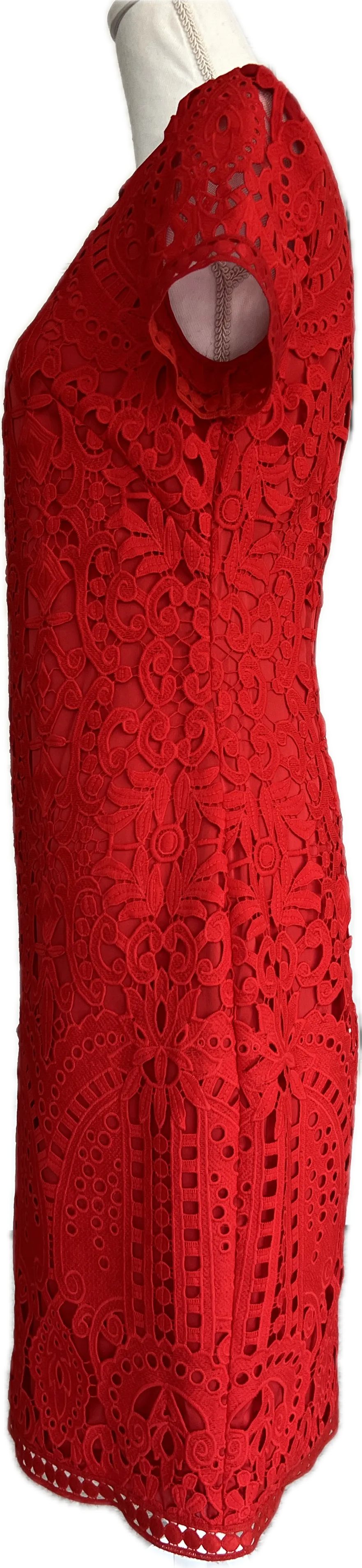 St. John Red Eyelet Dress, 4