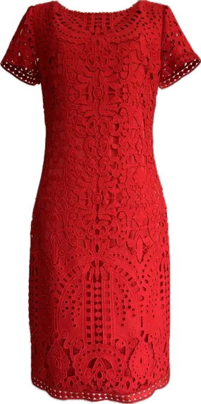 St. John Red Eyelet Dress, 4