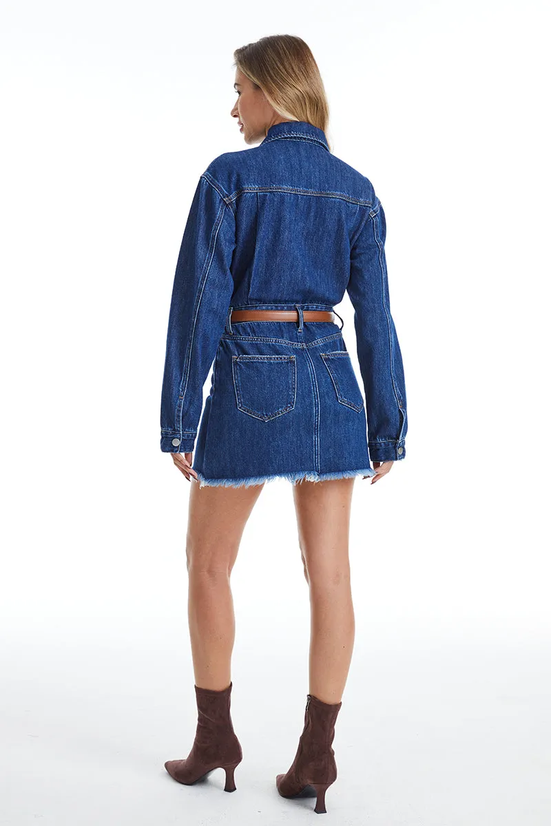 THE RESA DENIM SHIRT DRESS BYK7027 DARK BLUE